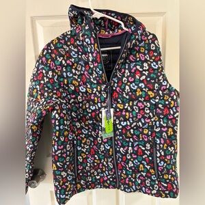 NWT Joules Waterproof Leopard Print Packable Puffer Jacket size 12